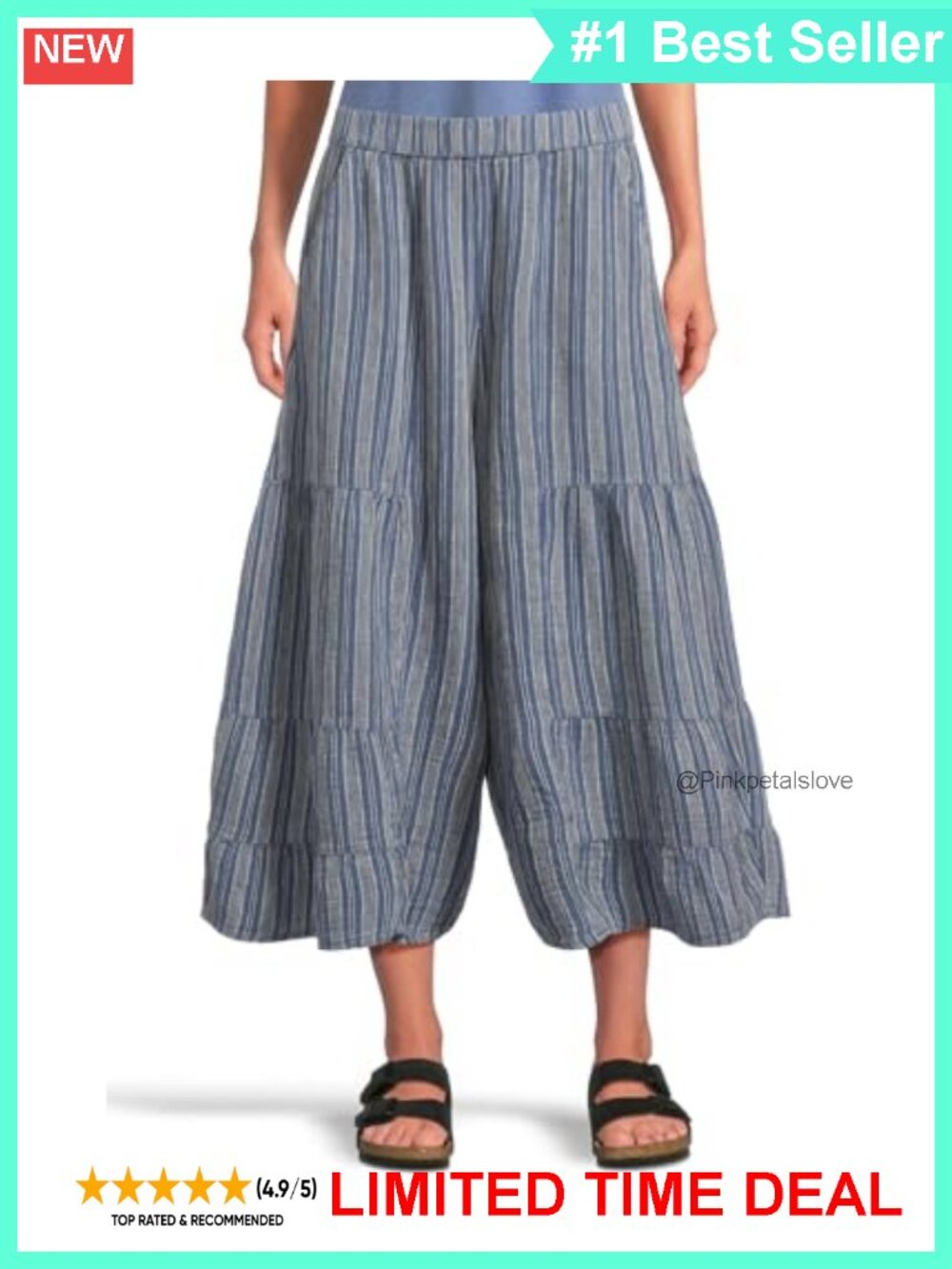 Wide Leg Pull On Palazzo Pants Hemp Organic Cotton Cropped